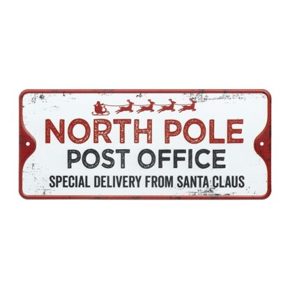 North Pole Post Office metal sign decoration