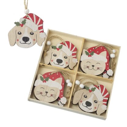 Wooden dog and cat hangers box set